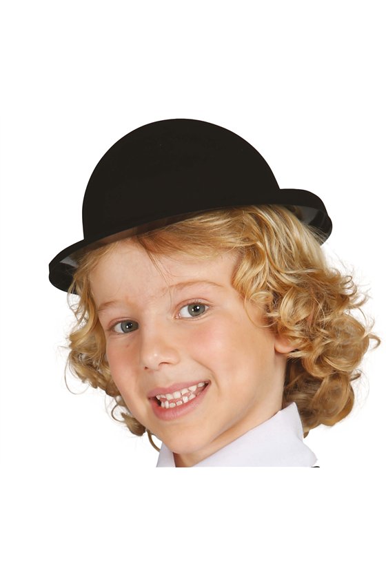 BLACK CHILD FLOCKED BOWLER HAT
