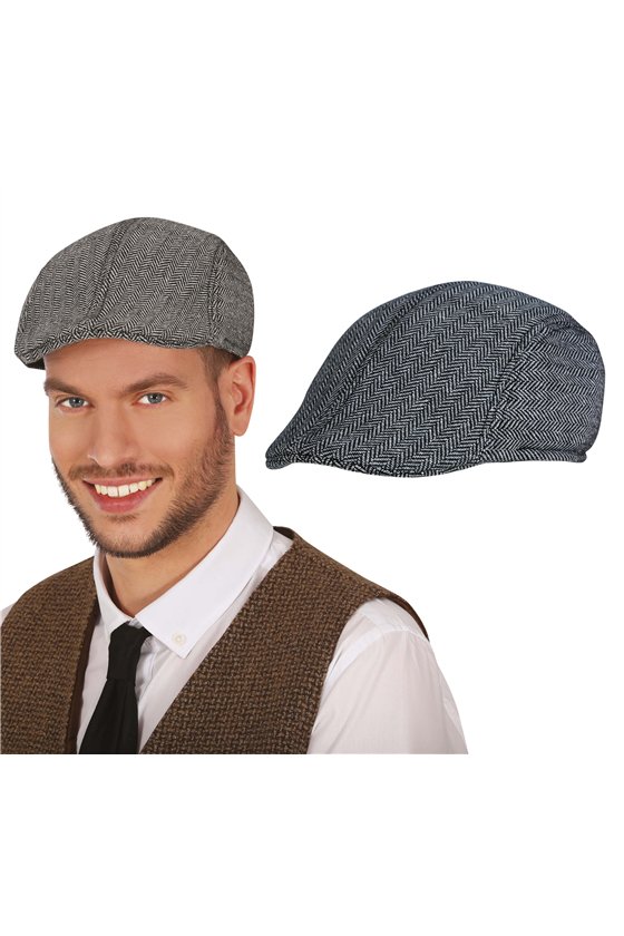 ENGLISH HERRINGBONE BERET, GREY