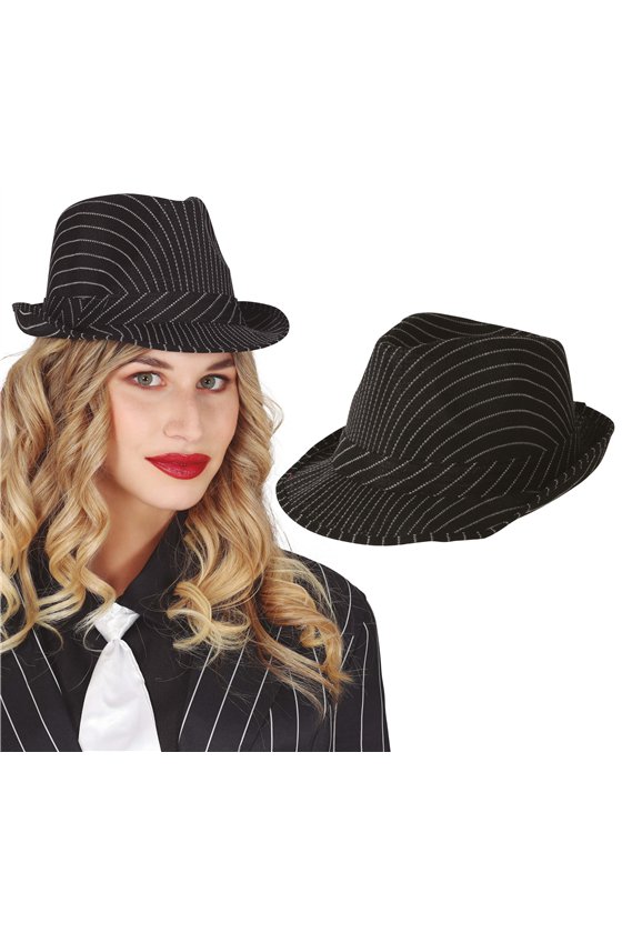 BLACK STRIPED GANGSTER HAT