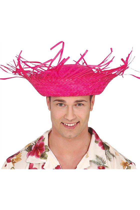 HAT SCARECROW PINK STRAW