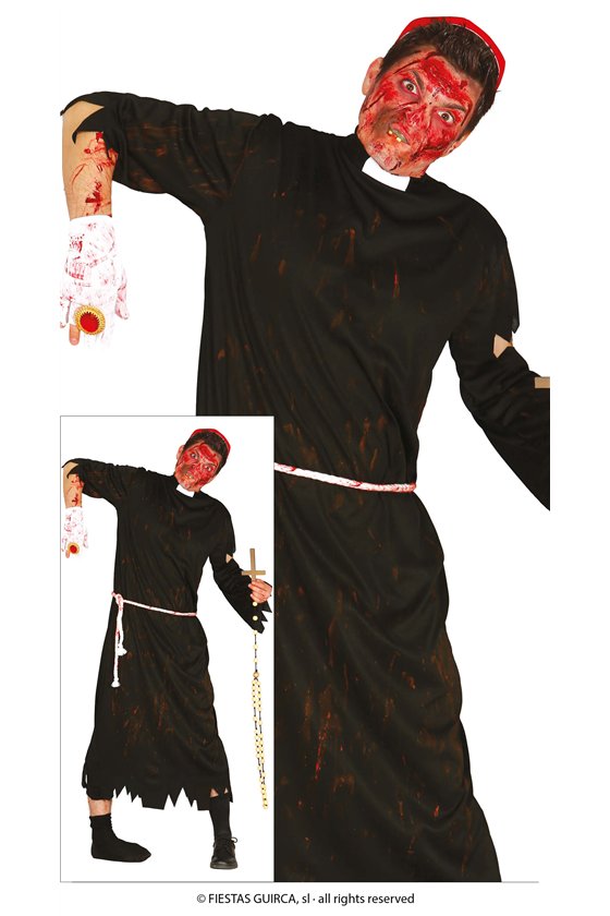 ADULT ZOMBIE PRIEST, SIZE L 52-54