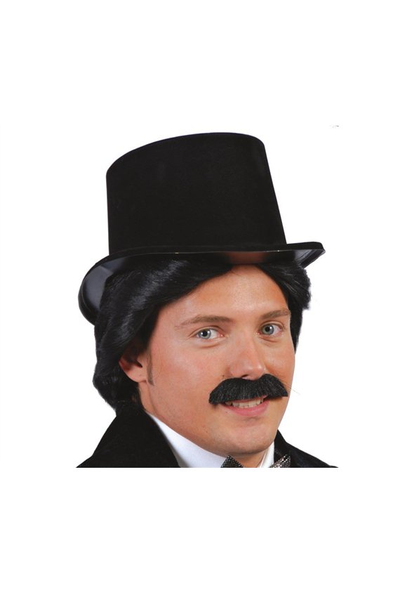 BLACK FLOCKED TOP HAT