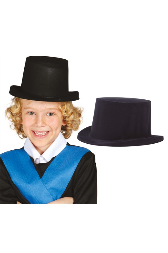 BLACK CHILD FLOCKED TOP HAT