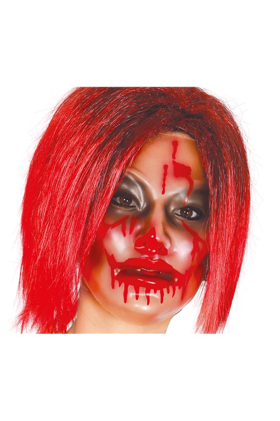 TRANSPARENT WOMAN WITH BLOOD MASK PVC