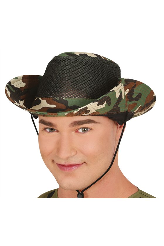 CAMOUFLAGE ARMY HAT WITH GRID, ADULTS