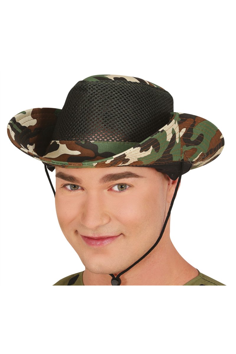 CAMOUFLAGE ARMY HAT WITH GRID, ADULTS