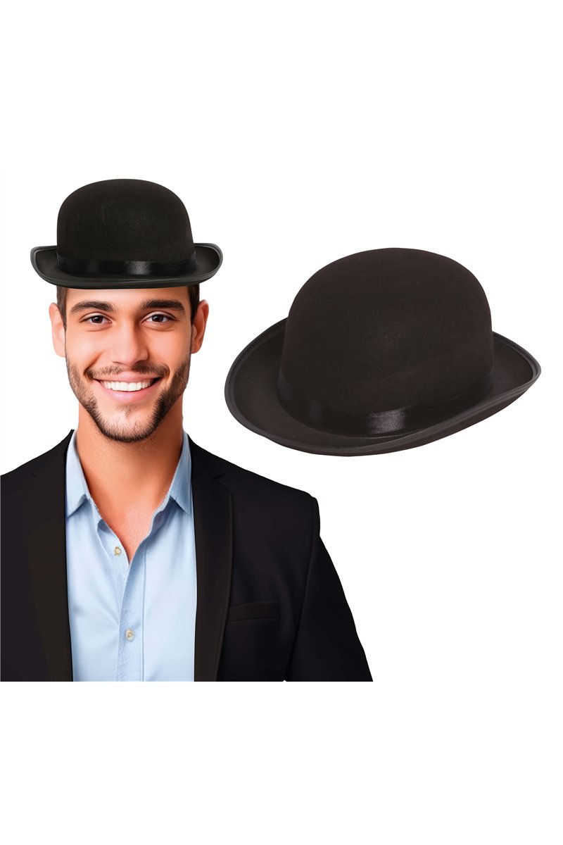 BLACK FELT BOWLER HAT
