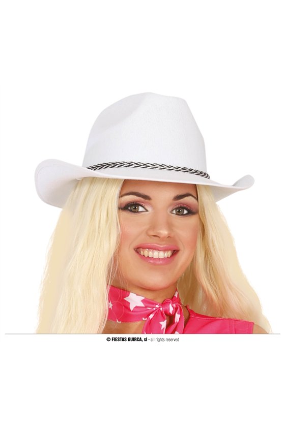WHITE FELT DALLAS HAT