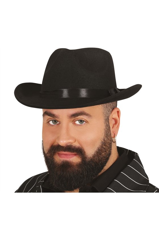 BLACK FABRIC GANGSTER HAT