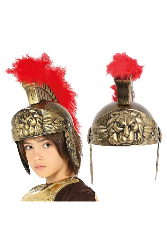 HELMET ROMAN CHILDREN GOLD WITH FEATHER