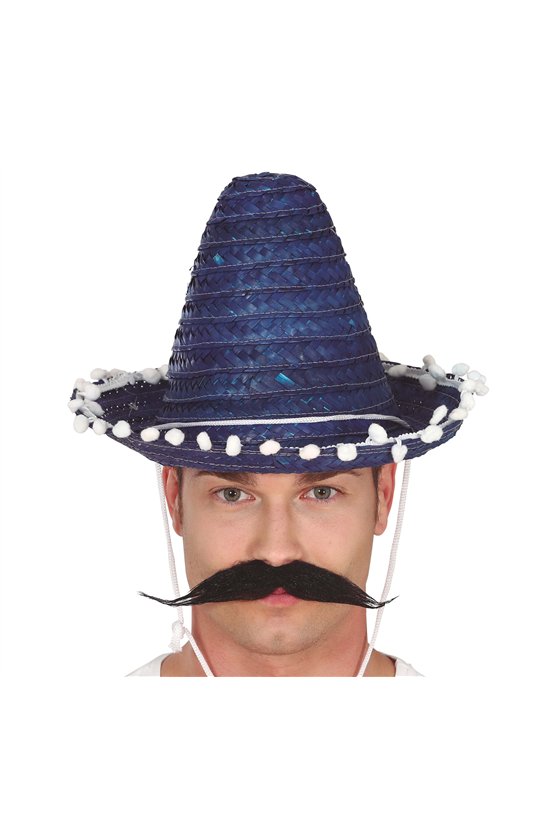 MEXICAN HAT STRAW 33 CMS. BLUE
