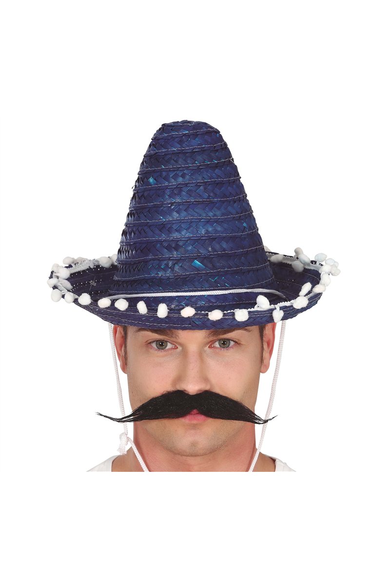 MEXICAN HAT STRAW 33 CMS. BLUE
