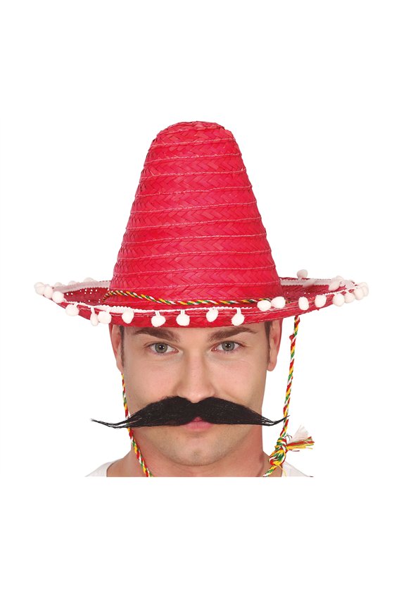 MEXICAN HAT STRAW 33 CMS. RED