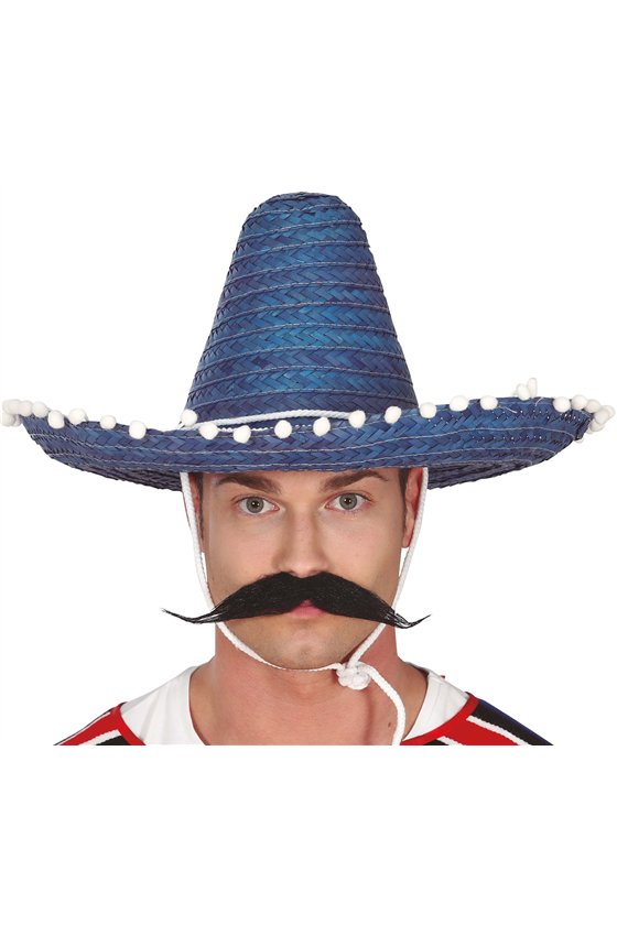 MEXICAN HAT STRAW 45 CMS. BLUE