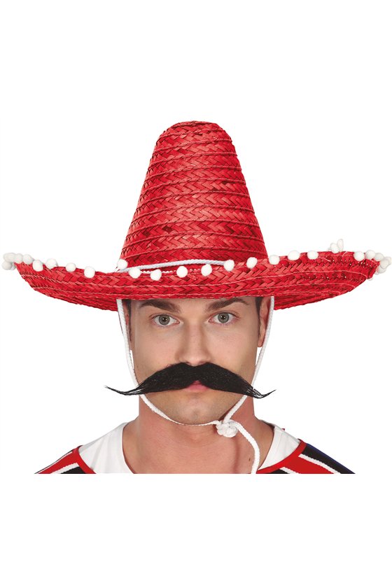 MEXICAN HAT STRAW 45 CMS. RED