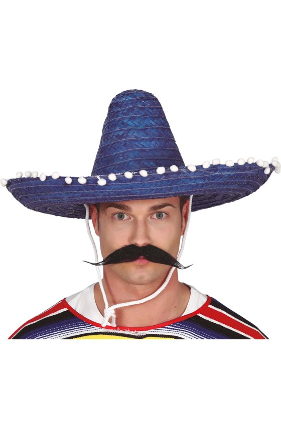MEXICAN HAT STRAW 50 CMS. BLUE