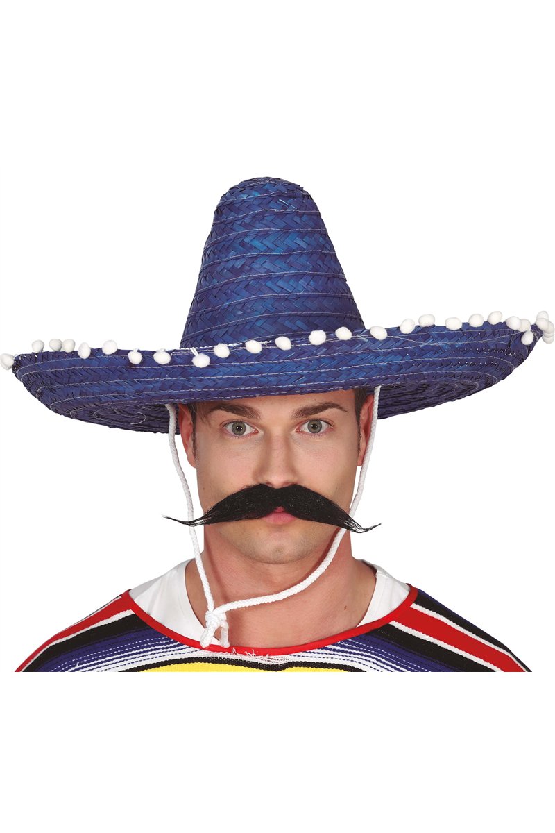 MEXICAN HAT STRAW 50 CMS. BLUE