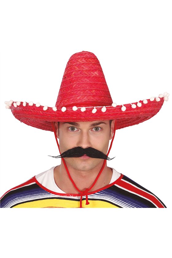 MEXICAN HAT STRAW 50 CMS. RED