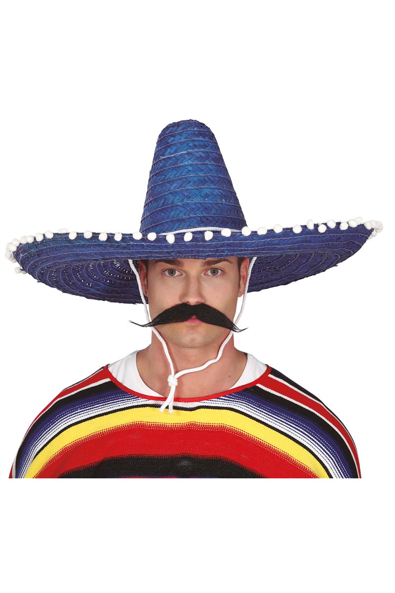 MEXICAN HAT STRAW 60 CMS. BLUE