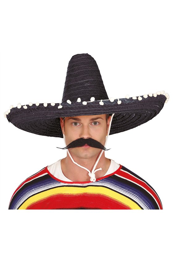 MEXICAN HAT STRAW 60 CMS. BLACK