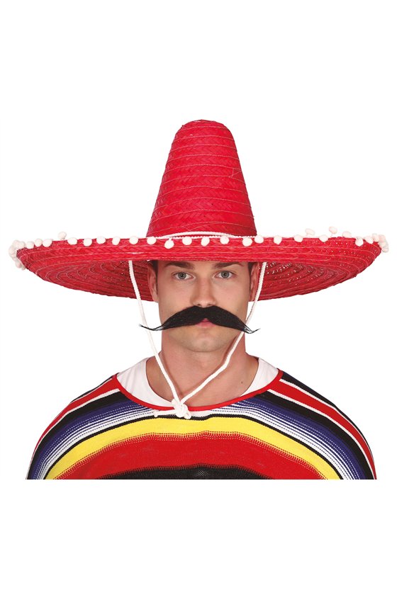 MEXICAN HAT STRAW 60 CMS. RED