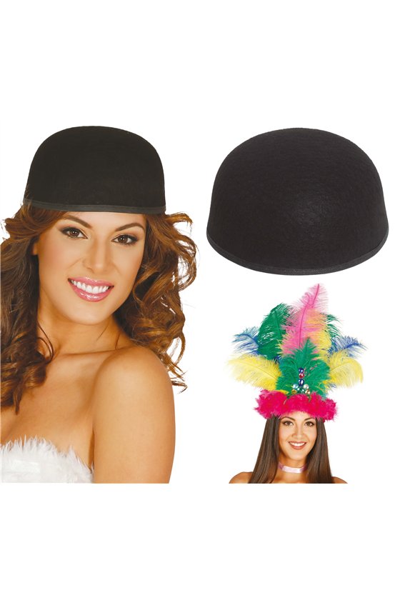 DECORATED BLACK FELT CAP