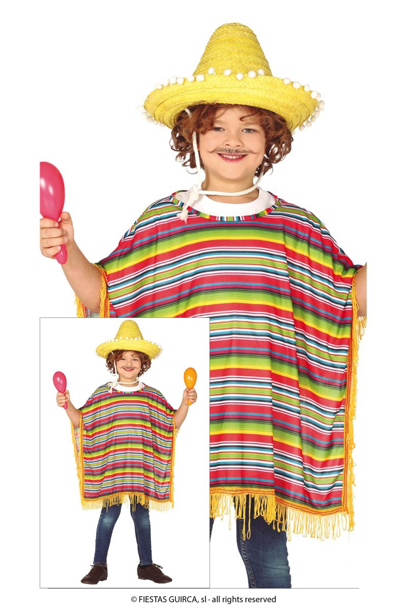 MEXICAN PONCHO CHILDREN SIZE 7 9 YEARS